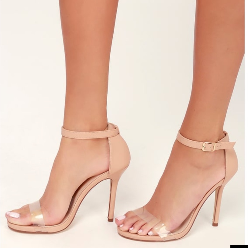 Nude PVC clear sandal heels